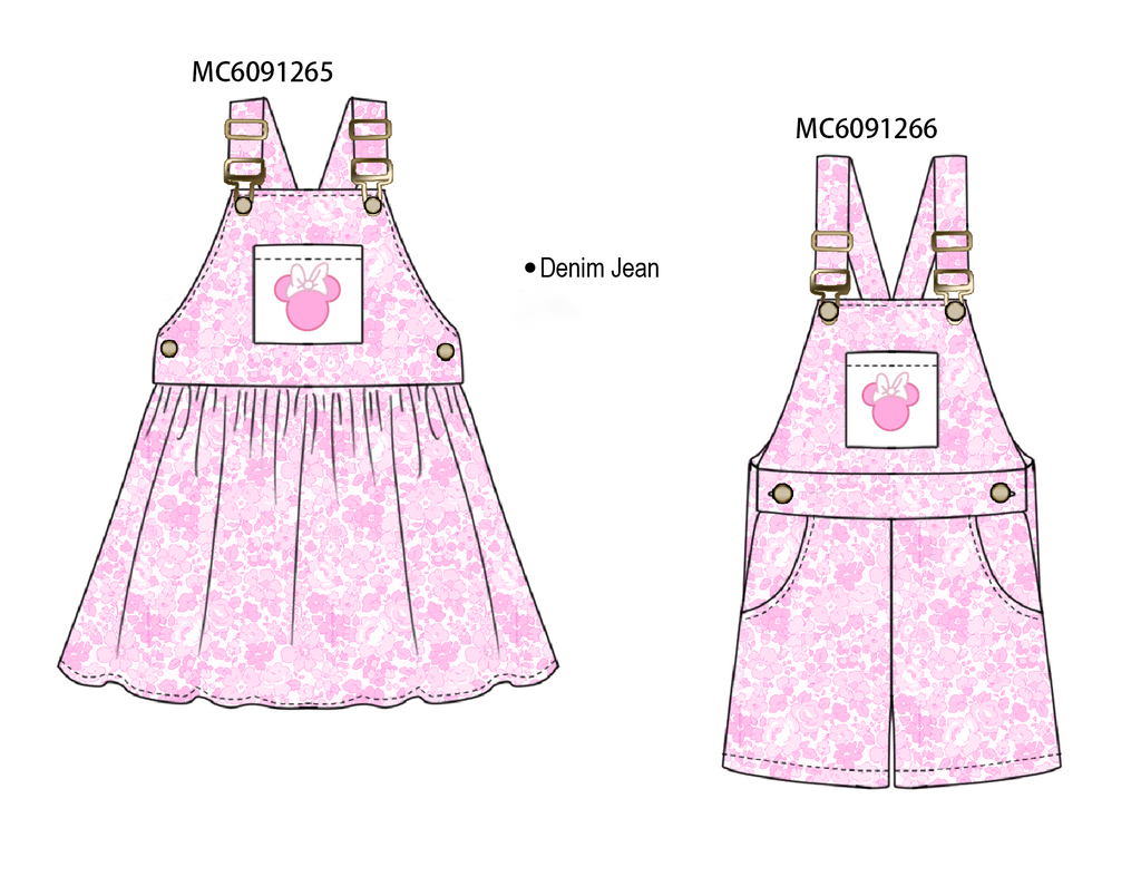 PO107 Pink character embroidery floral denim collection  ETA MARCH