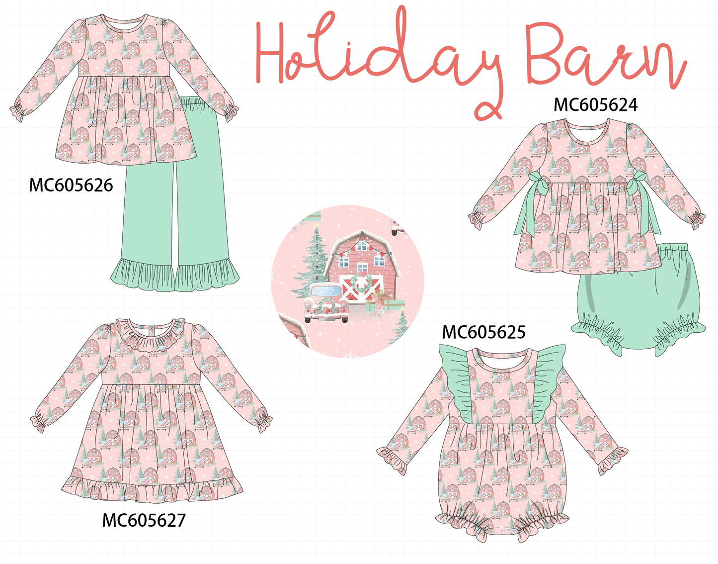 PO93 Pink christmas house ruffle collection - ETA mid-November to LC