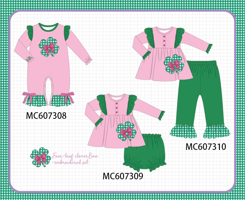 PO99 Pink clover bow applique collection