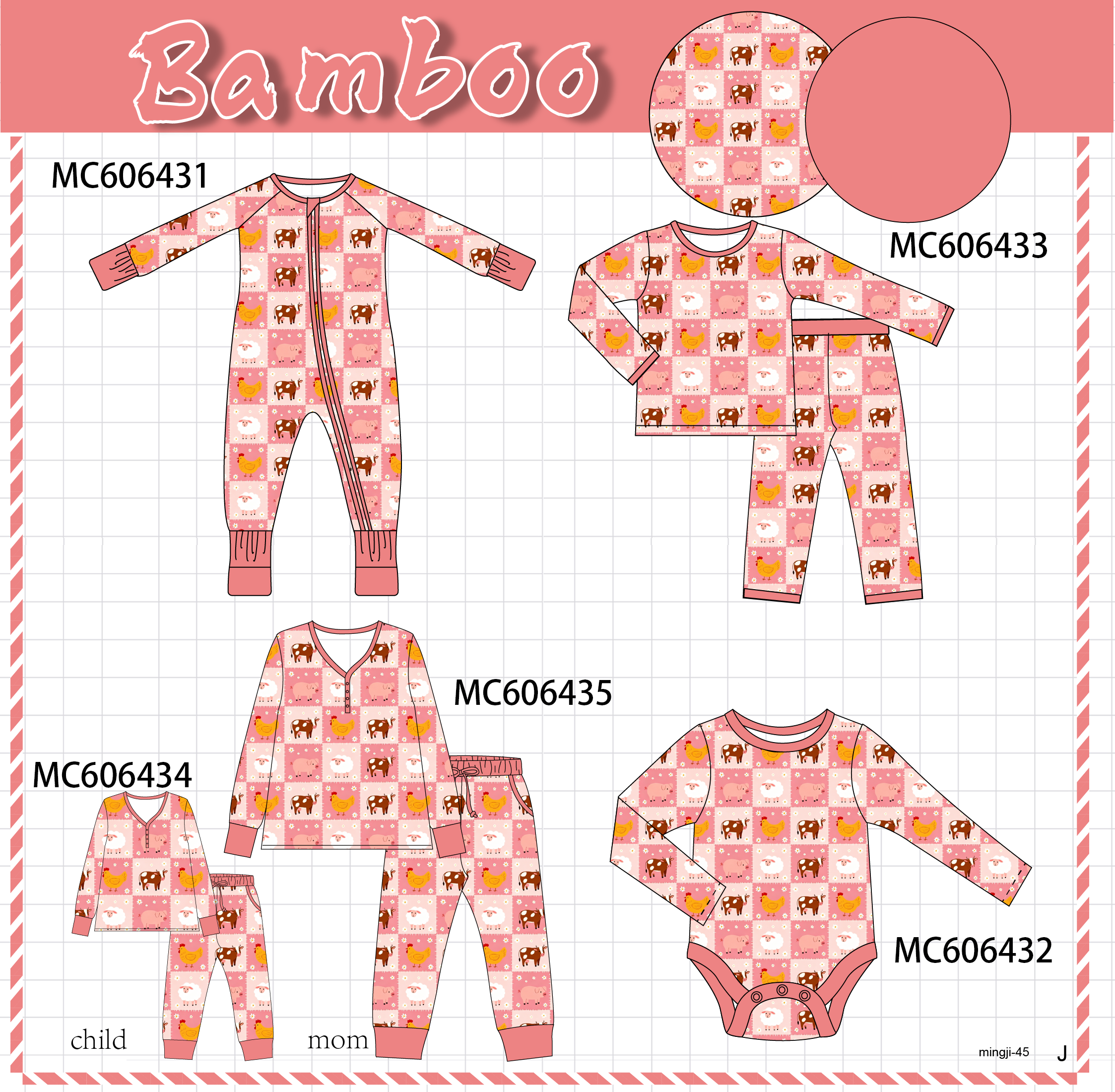 PO96 Pink farm checkered bamboo collection - ETA December to LC