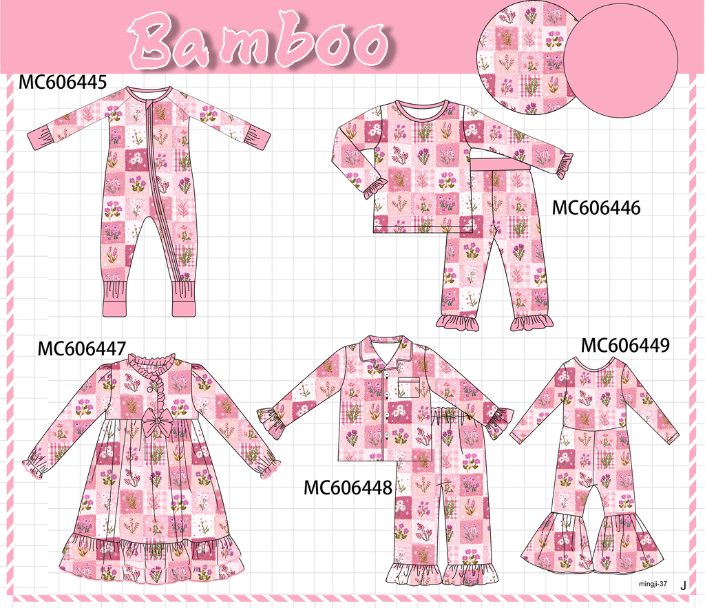 PO96 Pink floral checkered bamboo collection - ETA December to LC
