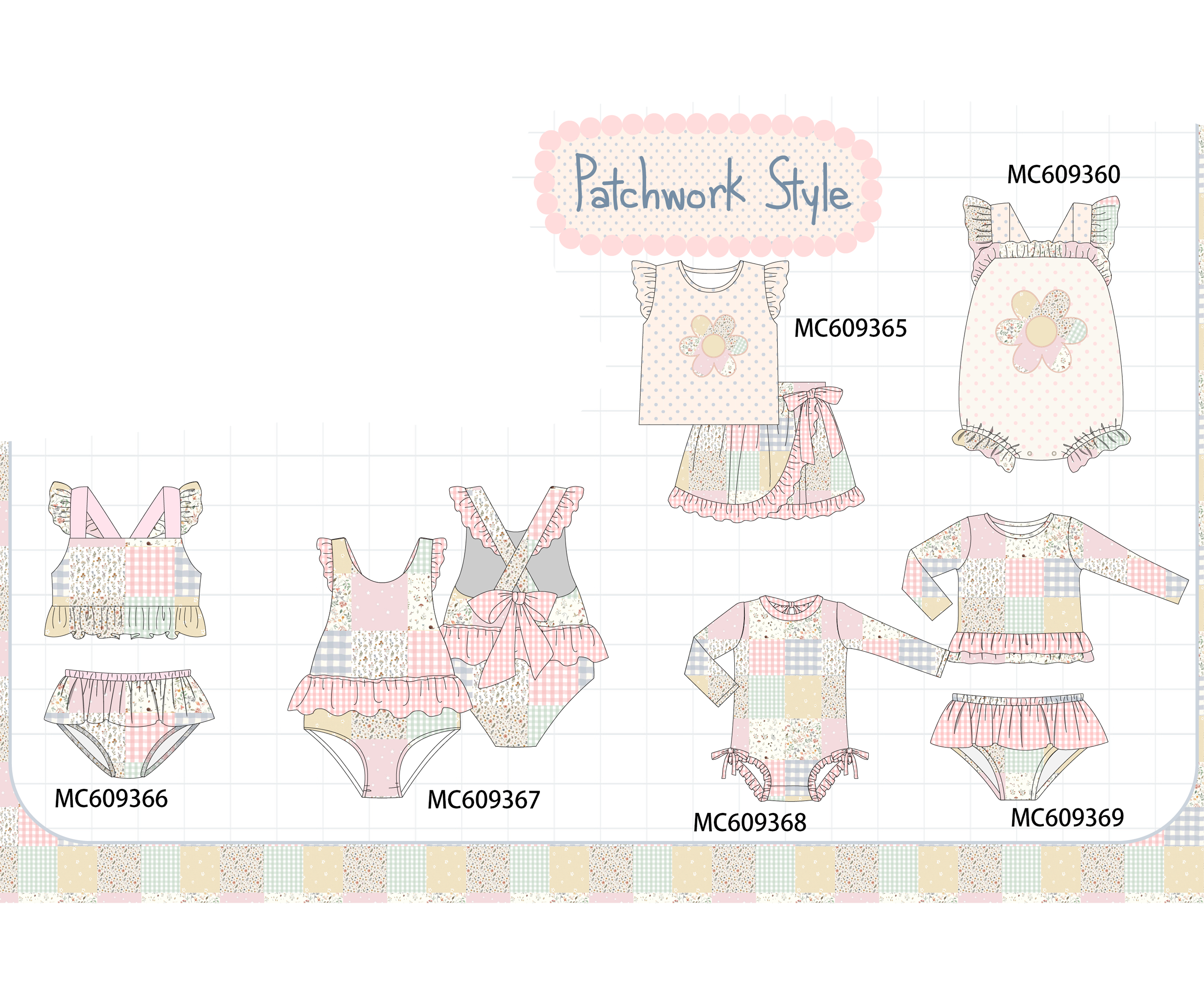 ETA MARCH 2026-po104 Pink floral patchwork ruffle collection 2