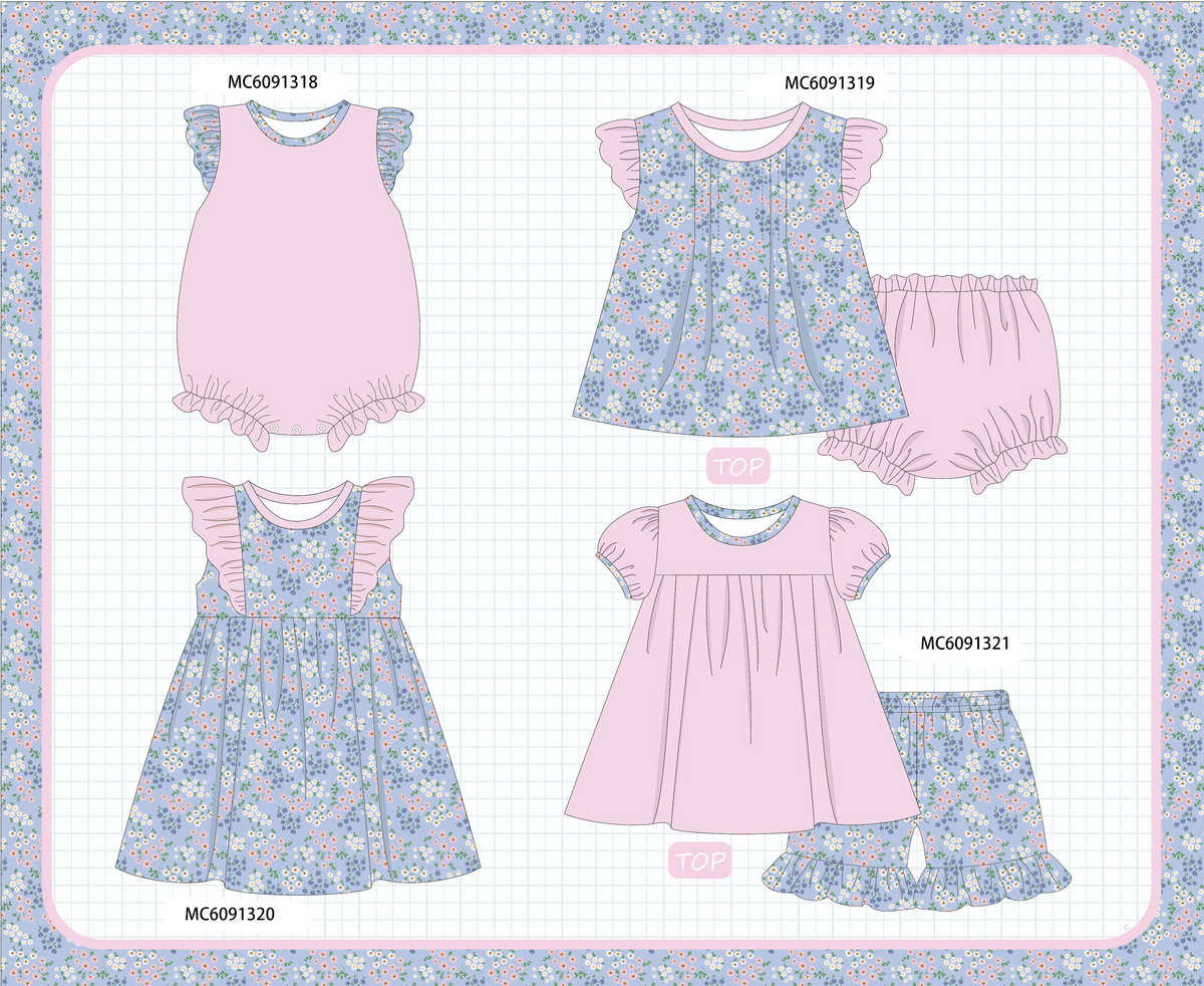 PO107 Pink floral print ruffle collection  ETA MARCH
