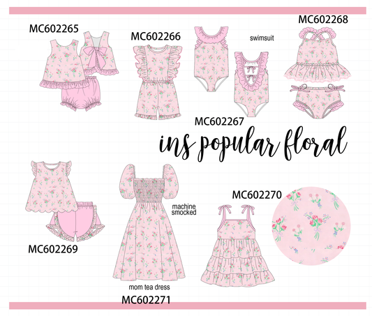 PO81 Pink floral print ruffle collection