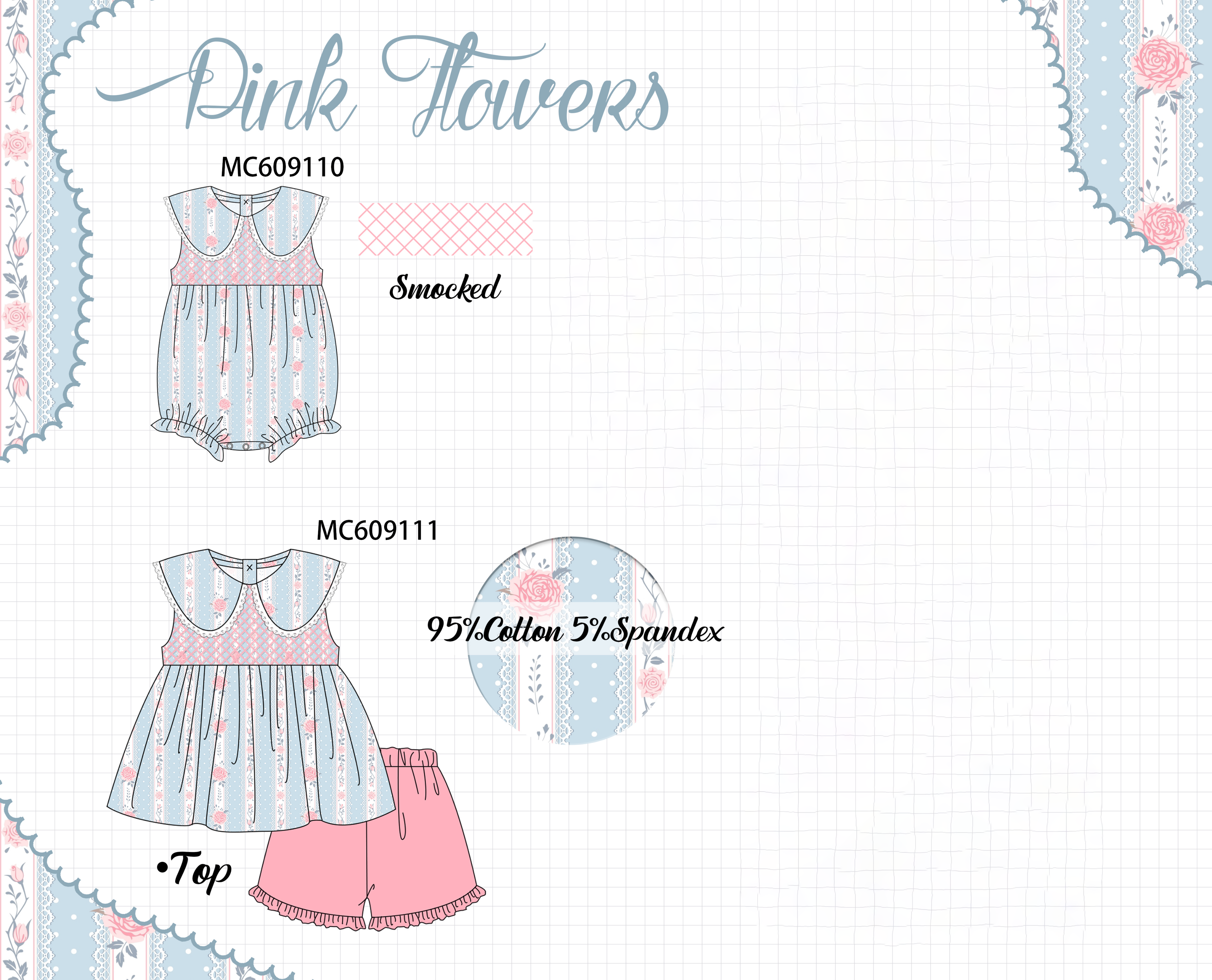 ETA MARCH 2026-po104 Pink floral smocked girl collection