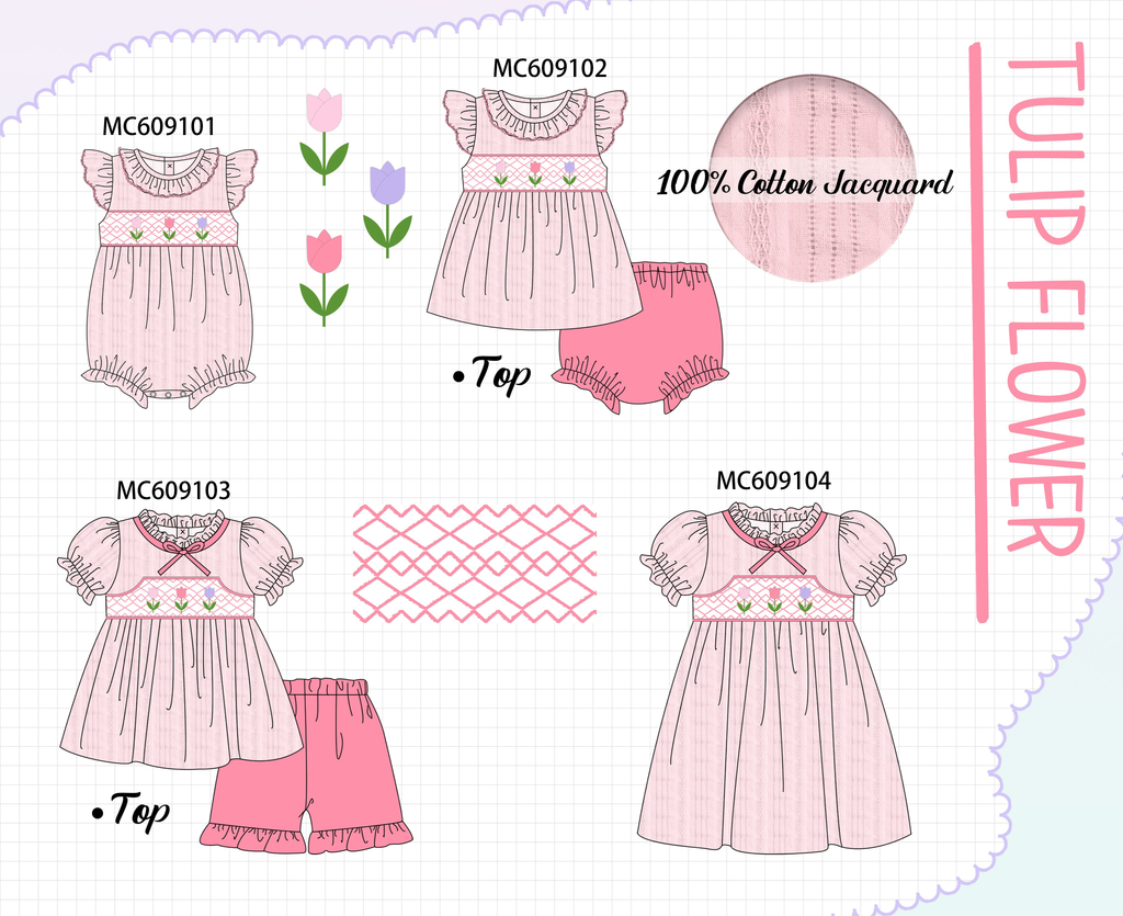 ETA MARCH 2026-po104 Pink floral smocked jacquard collection