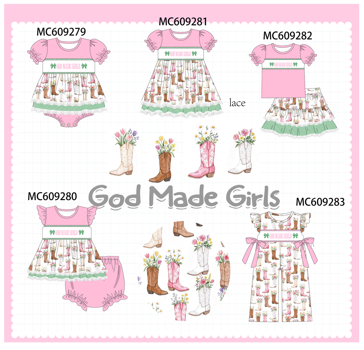ETA MARCH 2026-po104 Pink god made girls embroidery boots collection