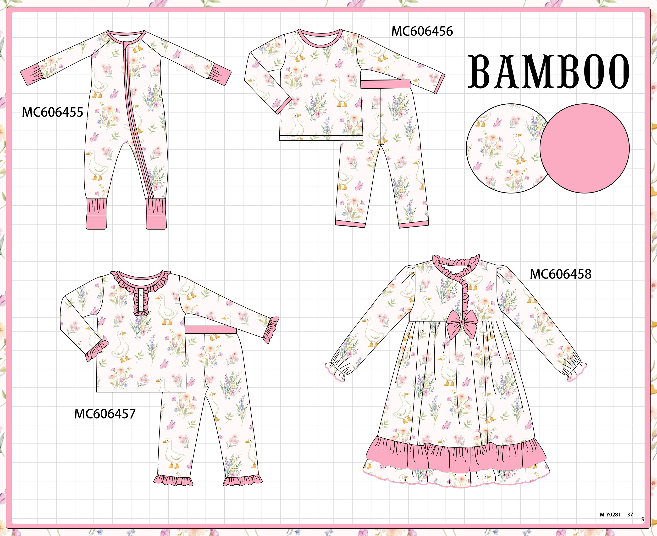 PO96 Pink goose floral ruffle bamboo collection - ETA December to LC