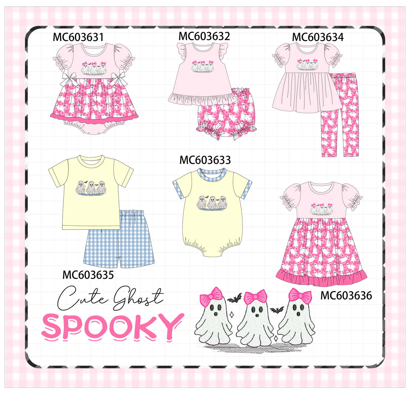 PO85 Pink halloween ghost spooky embroidery collection - ETA  LATE AUGUST to LC