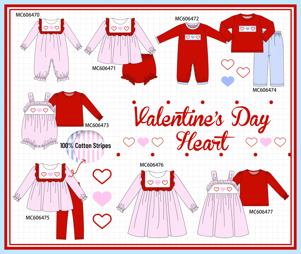 PO96 Pink heart embroidery stripe collection - ETA December to LC