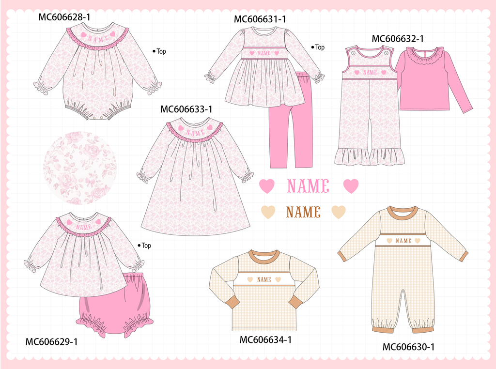 PO96 Pink heart monogram embroidery collection - ETA December to LC