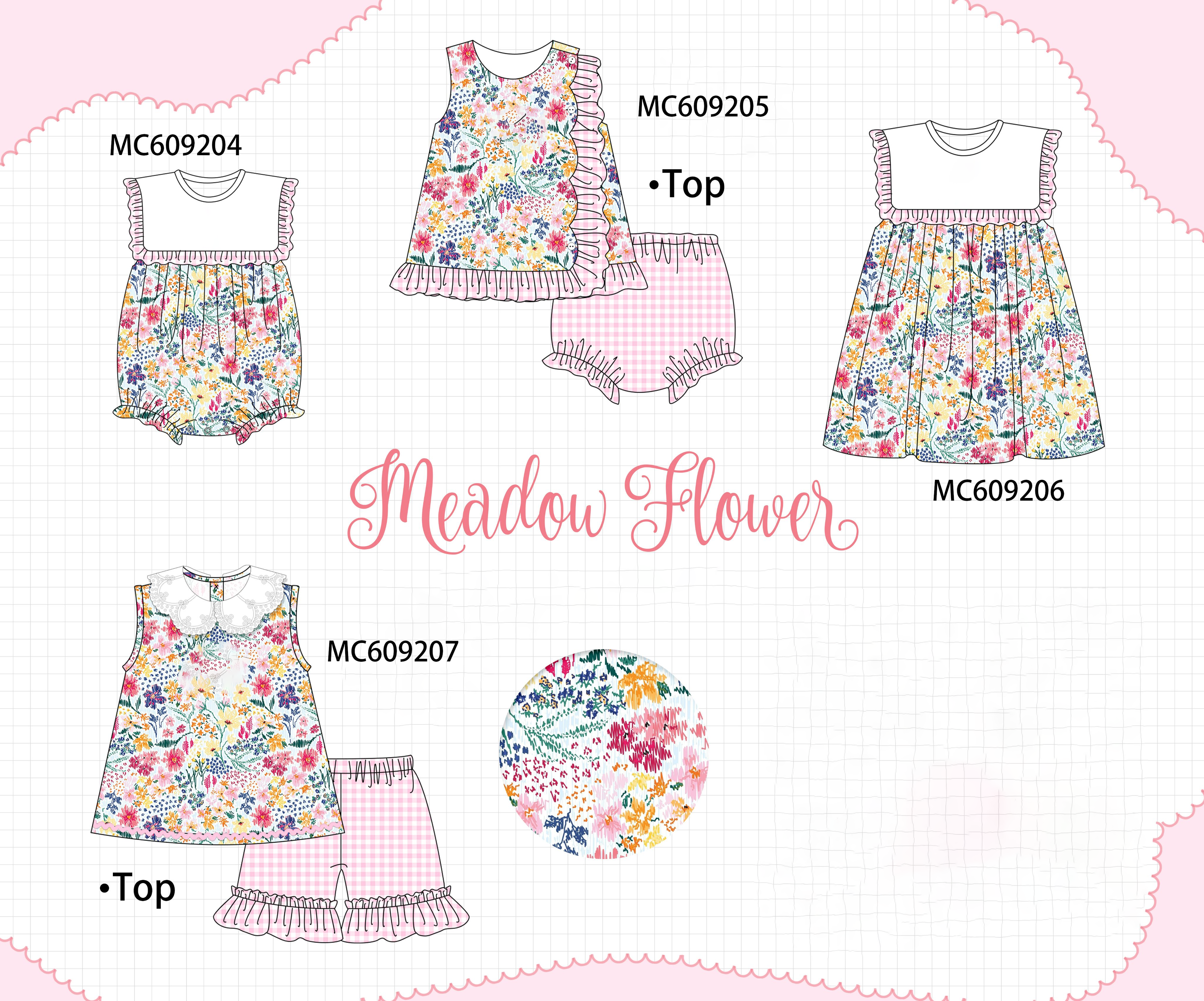 ETA MARCH 2026-po104 Pink meadow floral embroidery ruffle collection