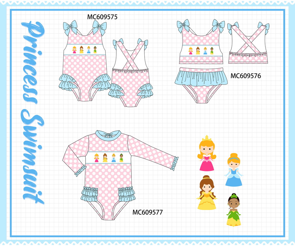ETA MARCH 2026-po104 Pink princess embroidery swimsuit collection