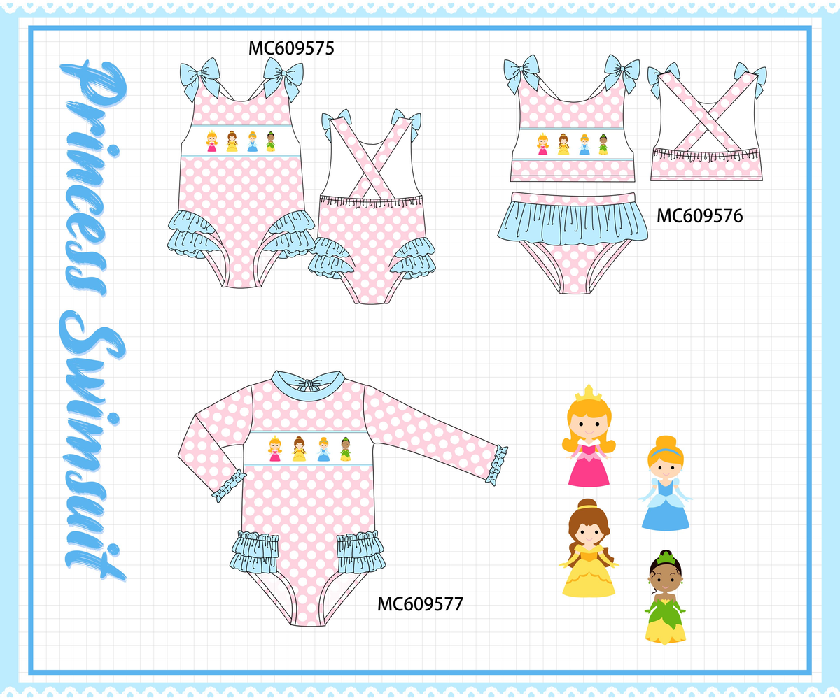 ETA MARCH 2026-po104 Pink princess embroidery swimsuit collection