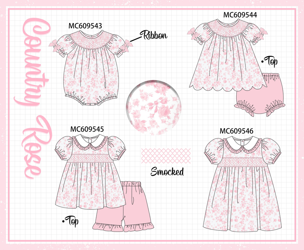 ETA MARCH 2026-po104 Pink rose smocked collection