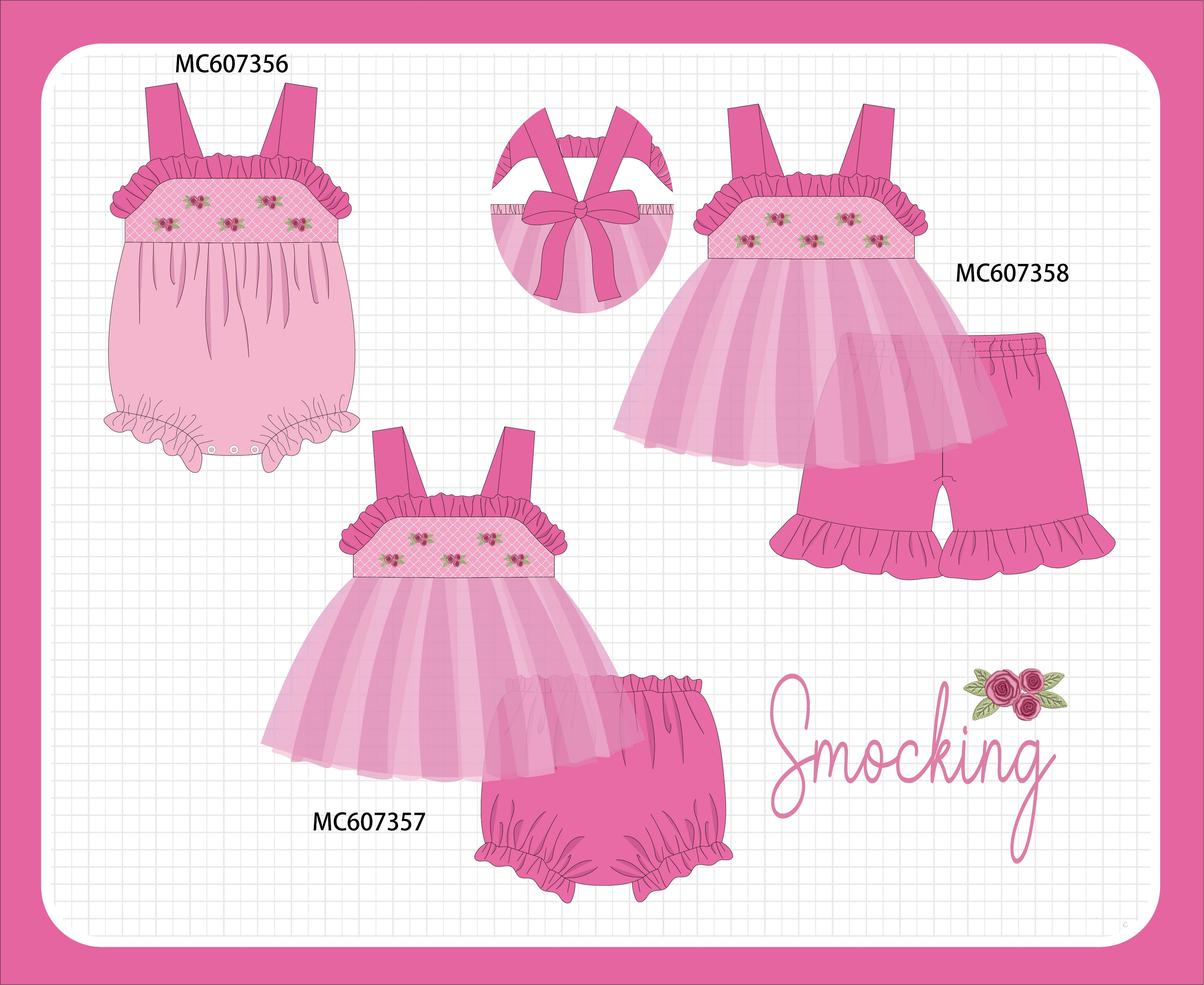 PO99 Pink rose smocked ruffle collection