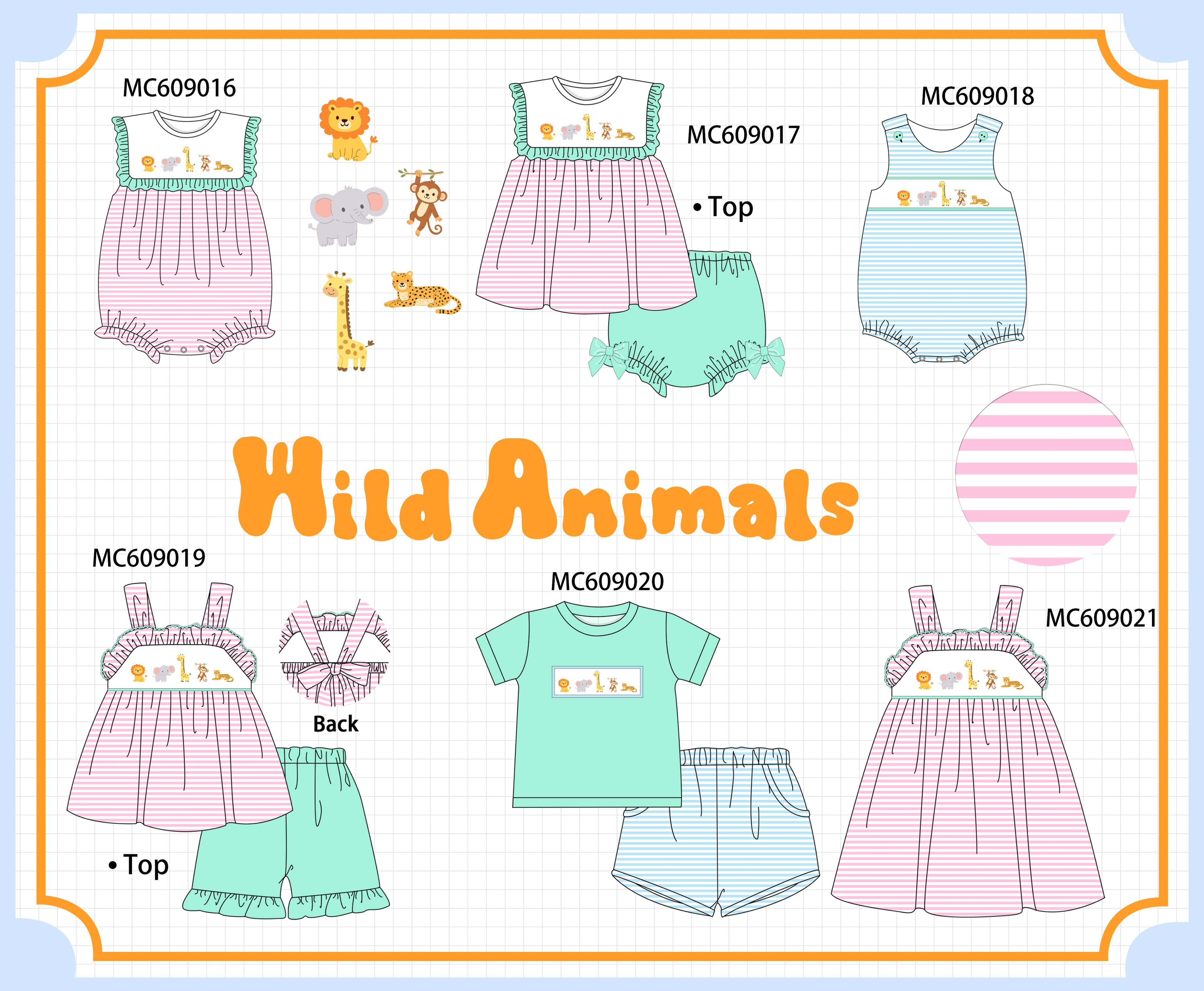 ETA MARCH 2026-po104 Pink stripe zoo animal embroidery ruffle collection
