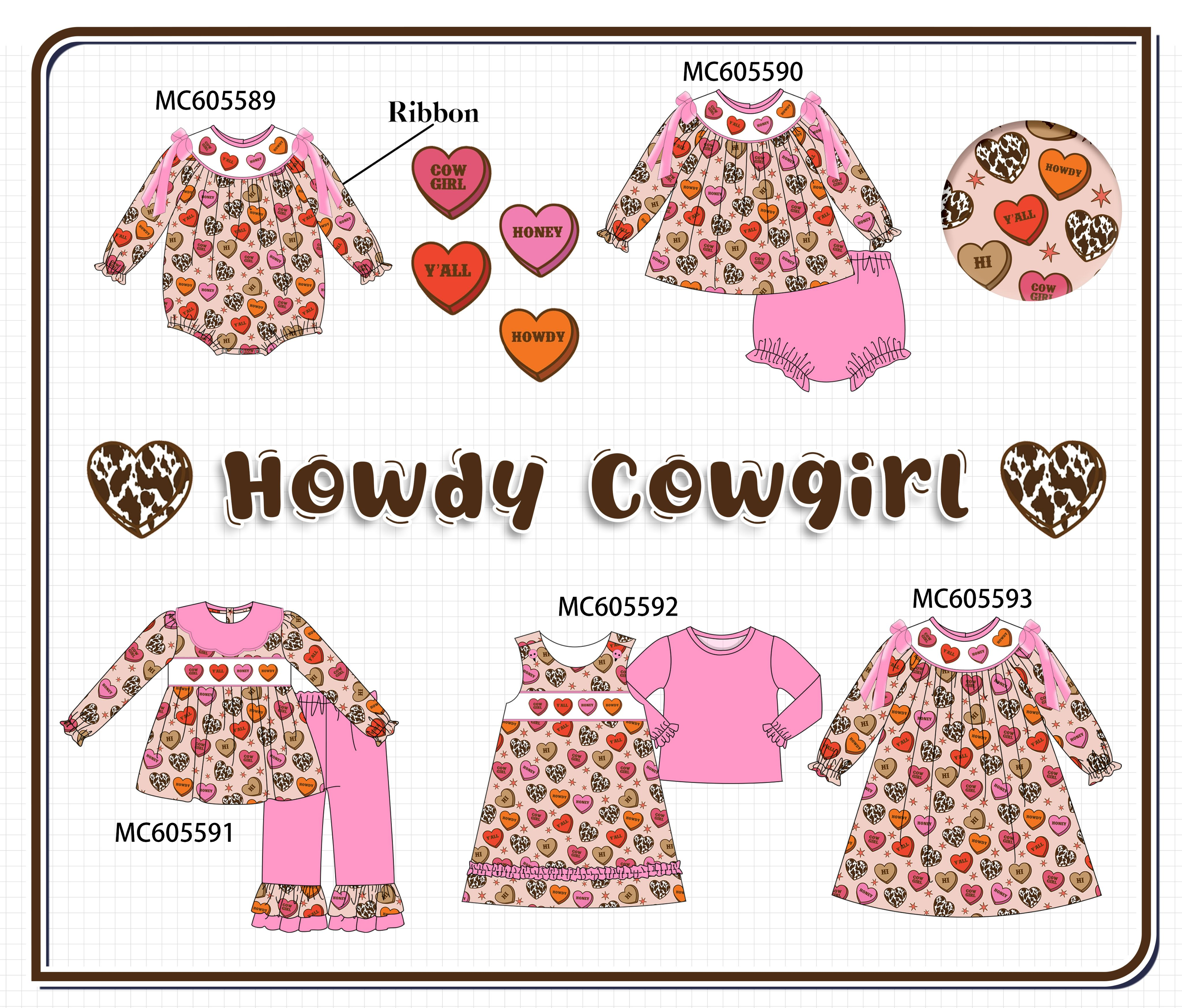 PO95 Pink valentine's day heart embroidery collection - ETA early December to LC