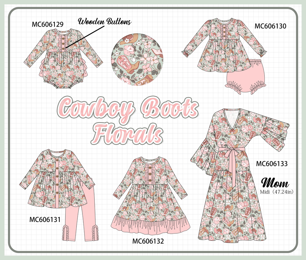 PO95 Pink western boots floral collection - ETA early December to LC