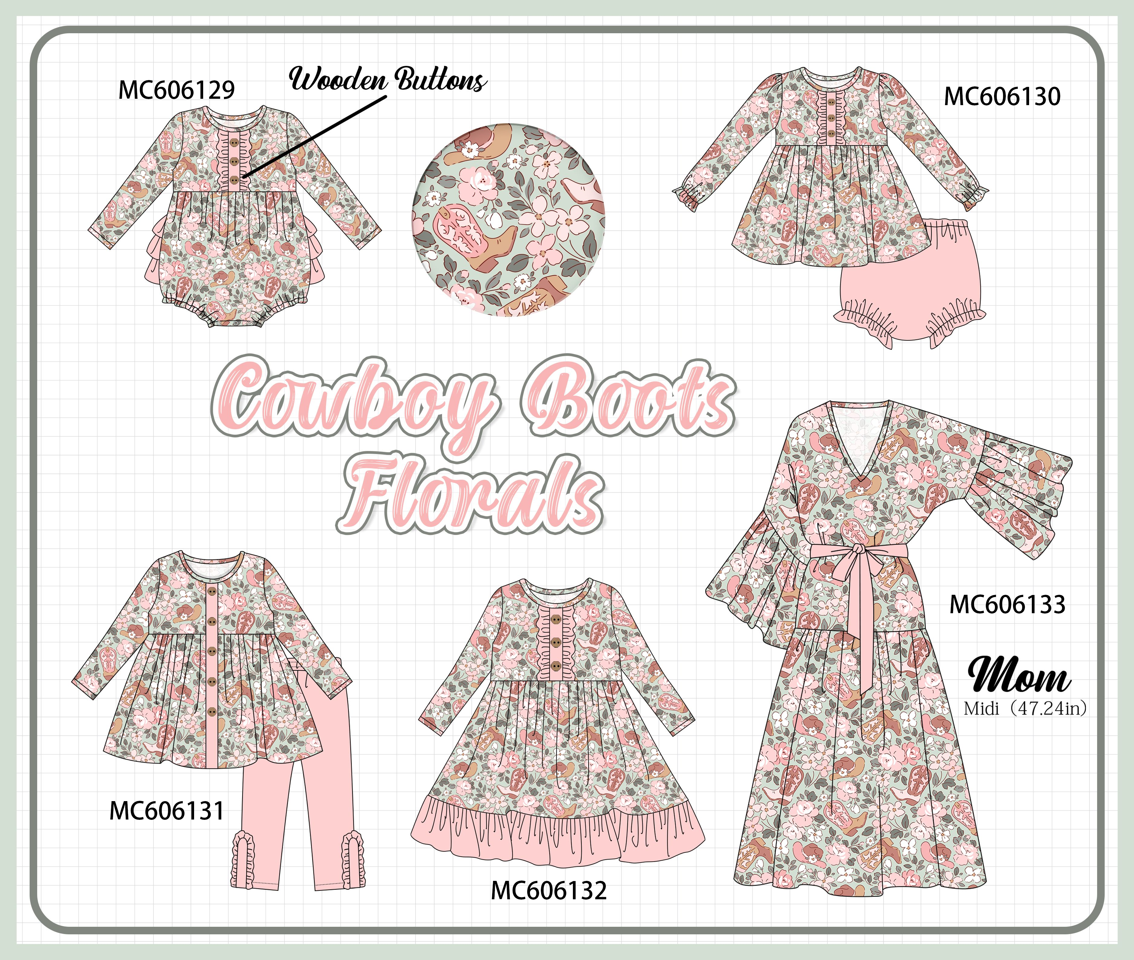 PO95 Pink western boots floral collection - ETA early December to LC