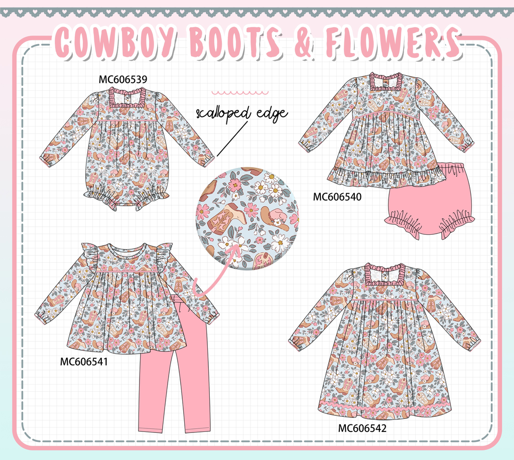 PO96 Pink western boots floral collection - ETA December to LC