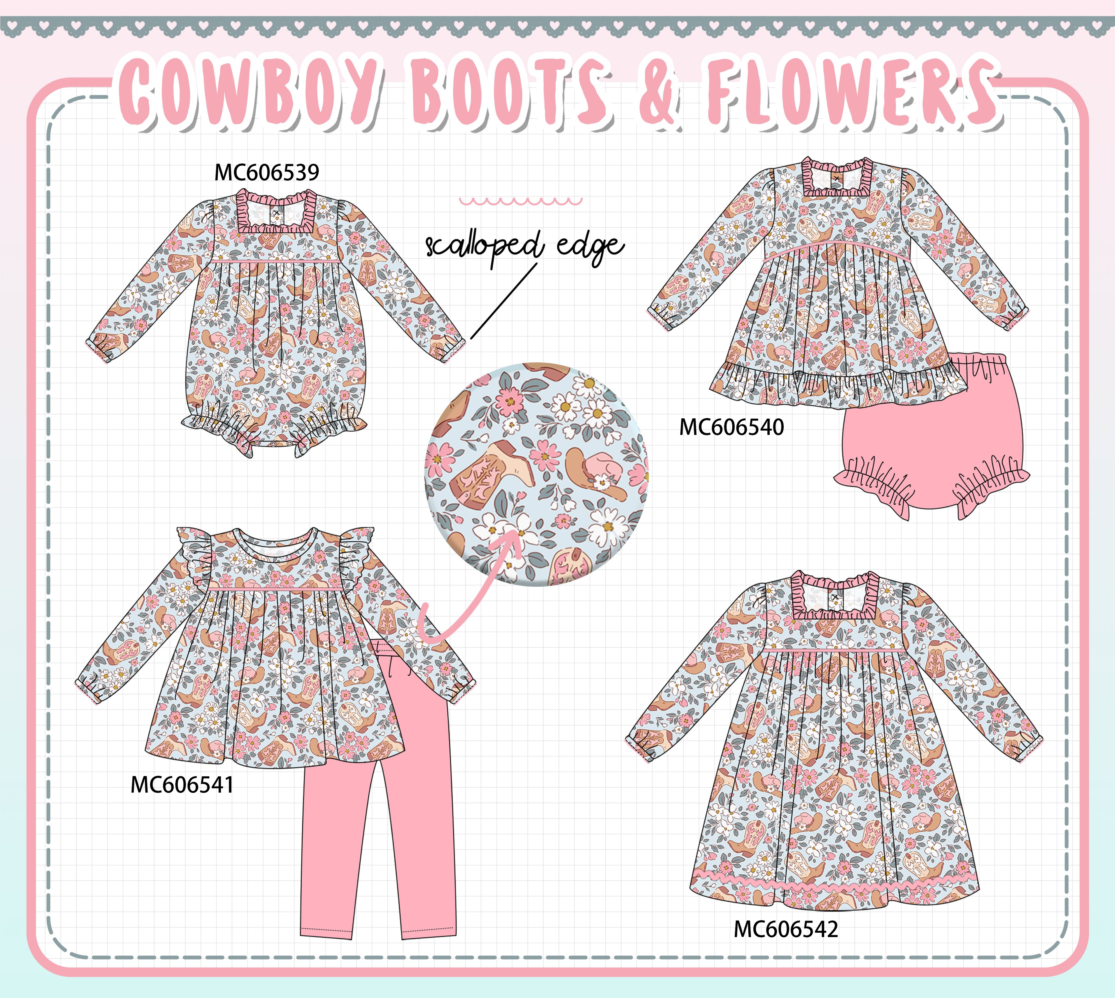 PO96 Pink western boots floral collection - ETA December to LC