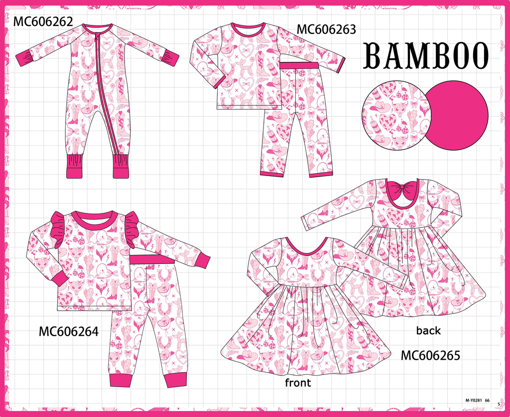 PO95 Pink western heart bow bamboo collection - ETA early December to LC