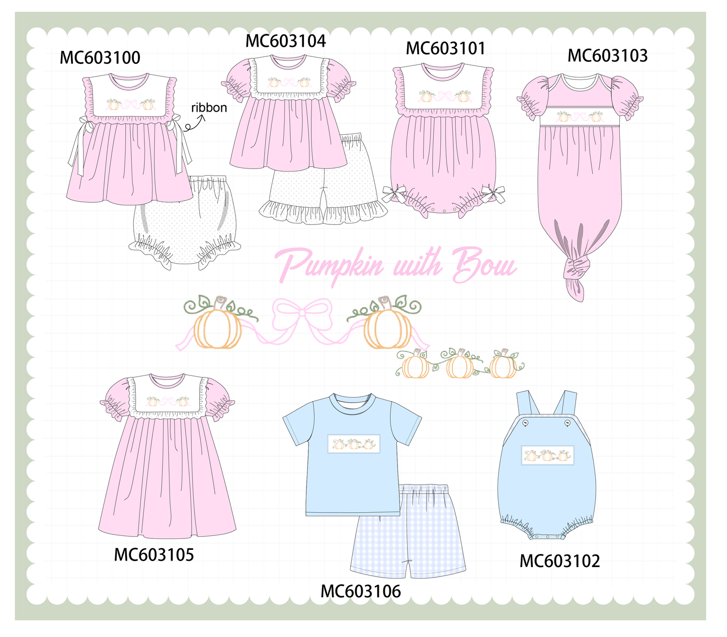 PO83 Pumpkin with bow embroidery collection (eta August)