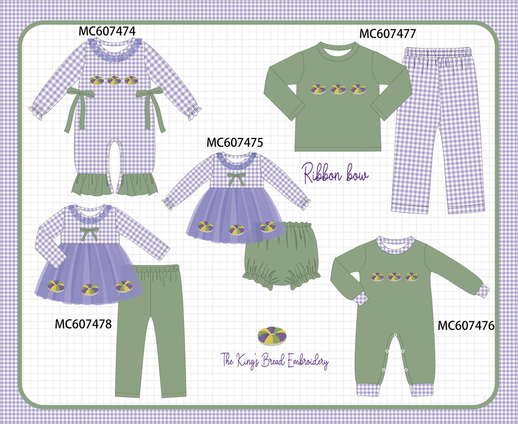 PO99 Purple The King's Bread Embroidery gingham collection