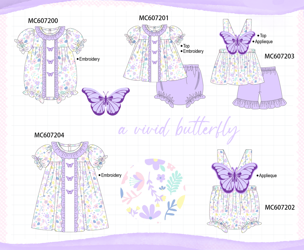 PO99 Purple butterfly embroidery floral collection