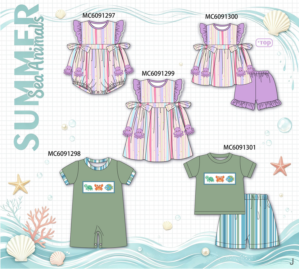 PO107 Purple green marine creatrue embroidery collection  ETA MARCH