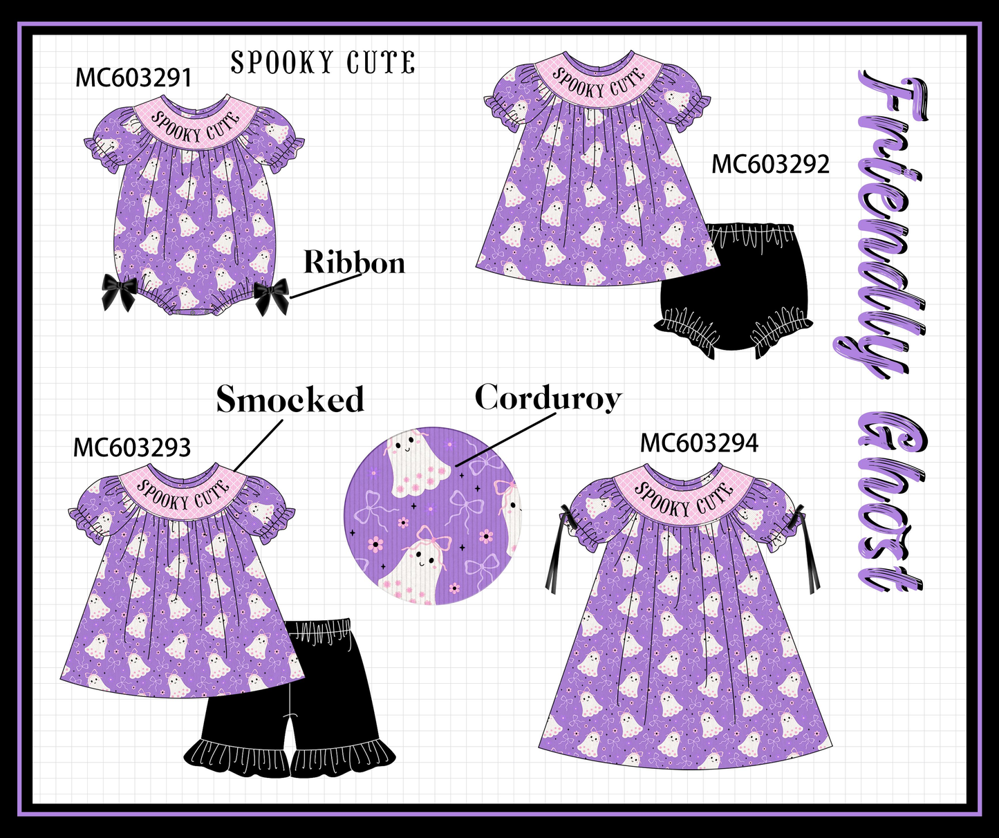 PO83 Purple halloween spooky cute smocked collection (eta August)