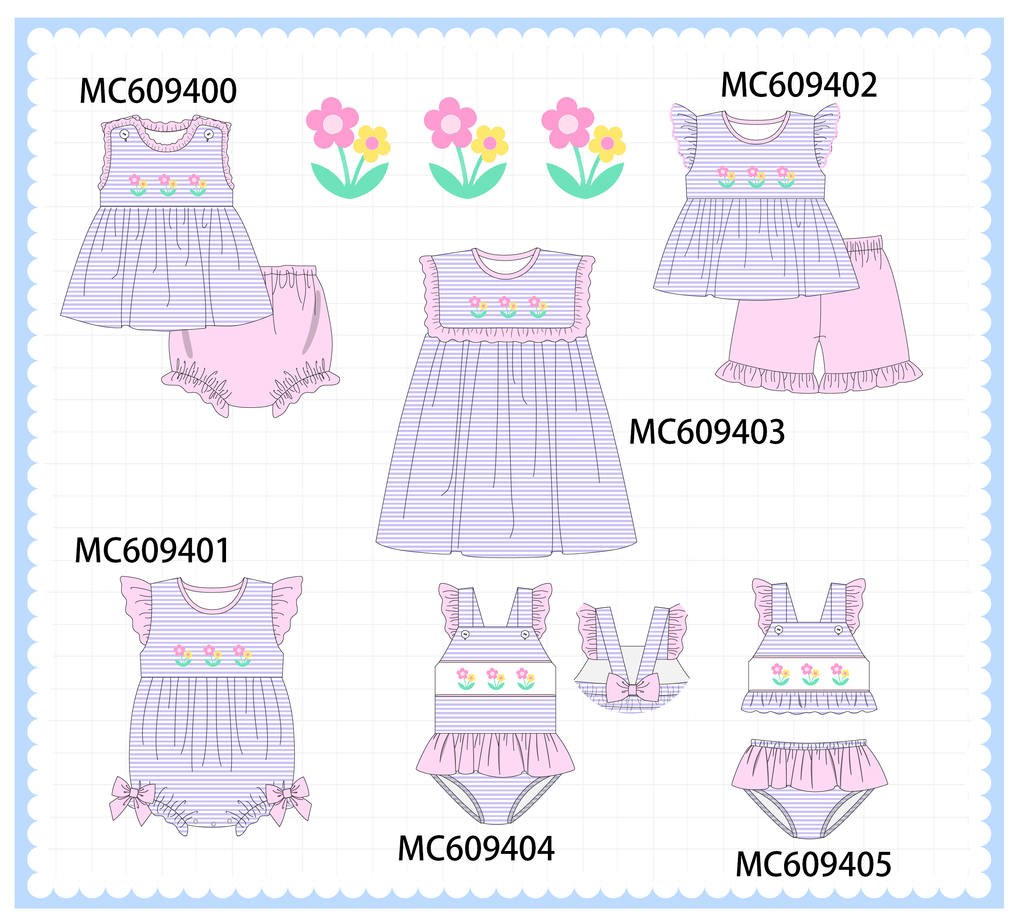 ETA MARCH 2026-po104 Purple stripe floral embroidery collection