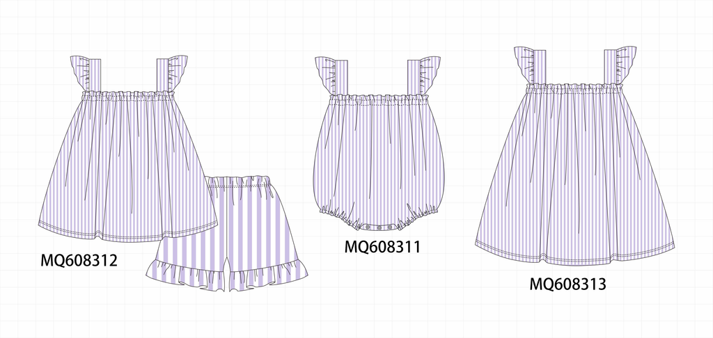 ETA MARCH 2026-po103 Purple stripe ruffle girl collection