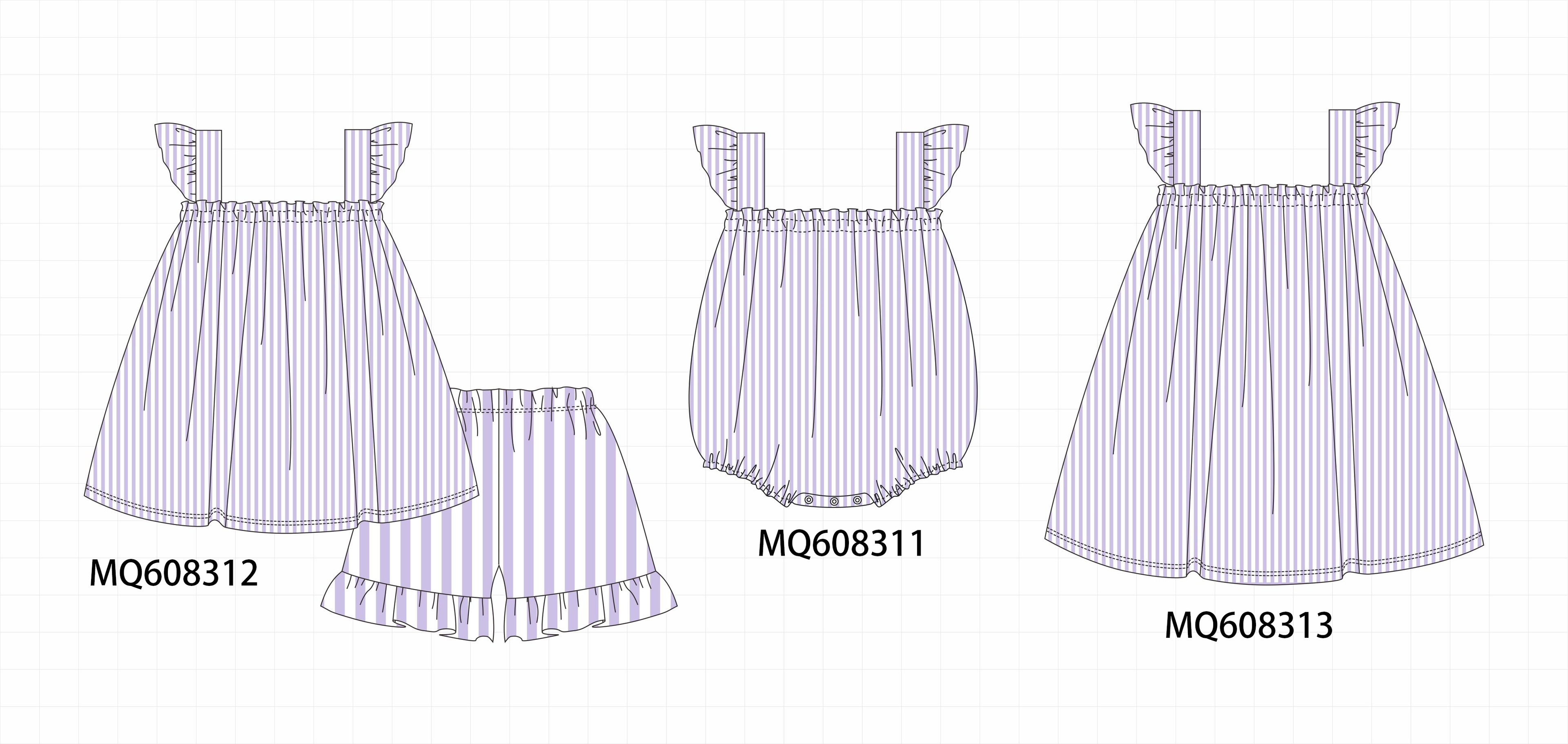 ETA MARCH 2026-po103 Purple stripe ruffle girl collection