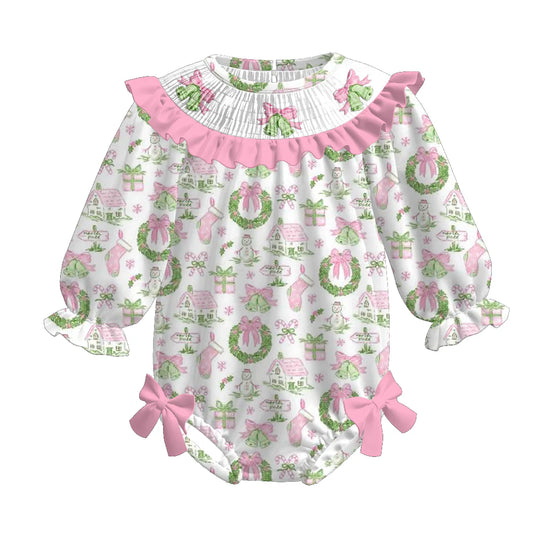 Pink Illustrated Christmas Machine Smock - ETA Early October
