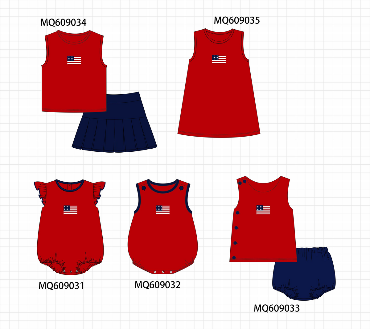 PO106 Red Patriotic flag embroidery collection - ETA APRIL