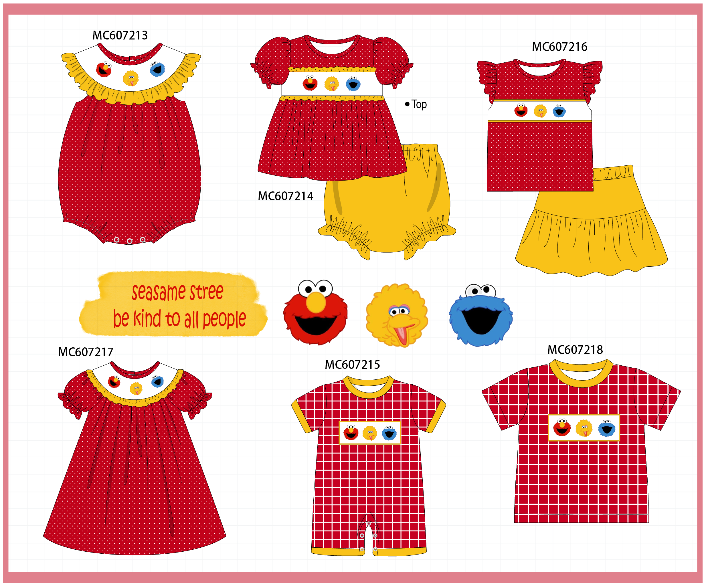 PO99 Red Sesame Street embroidery collection