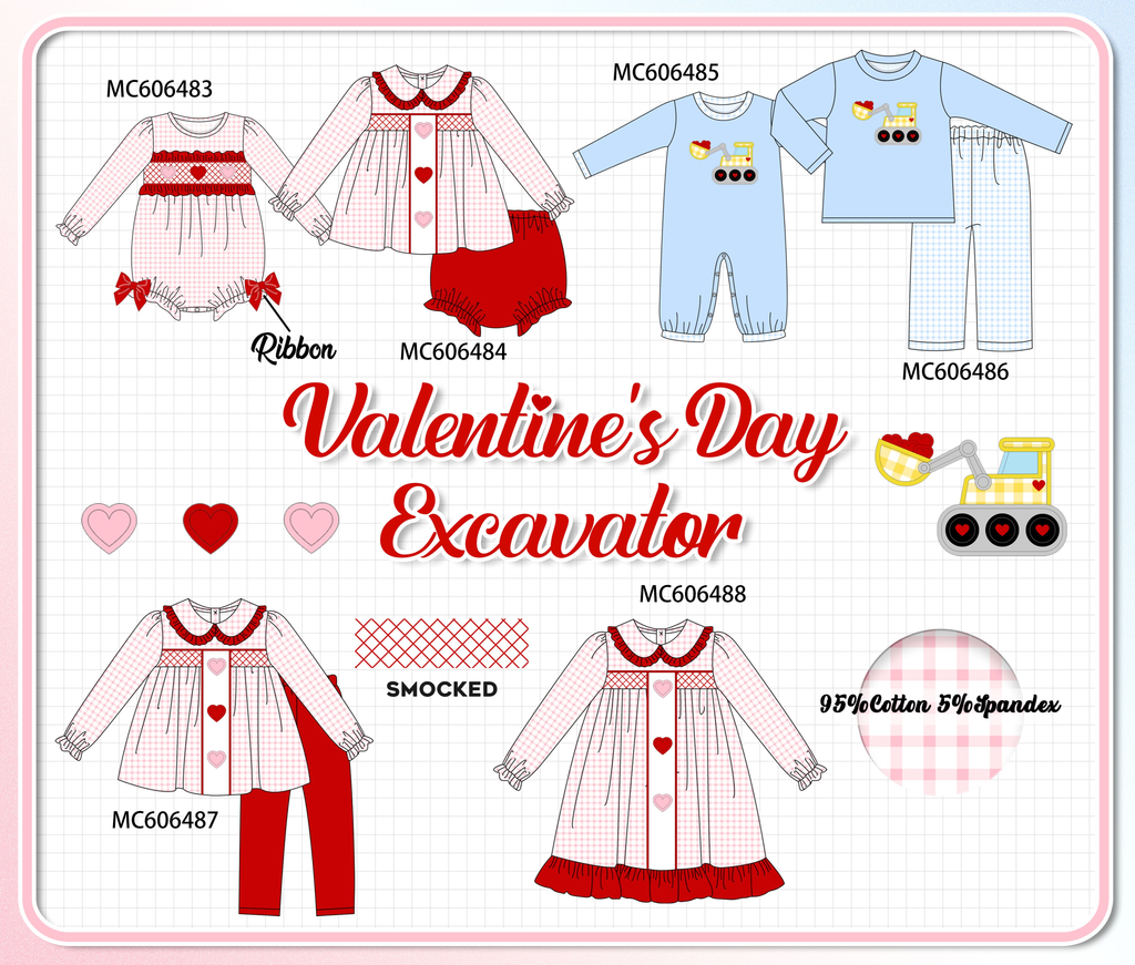 PO96 Red&blue heart excavator smocked collection - ETA December to LC