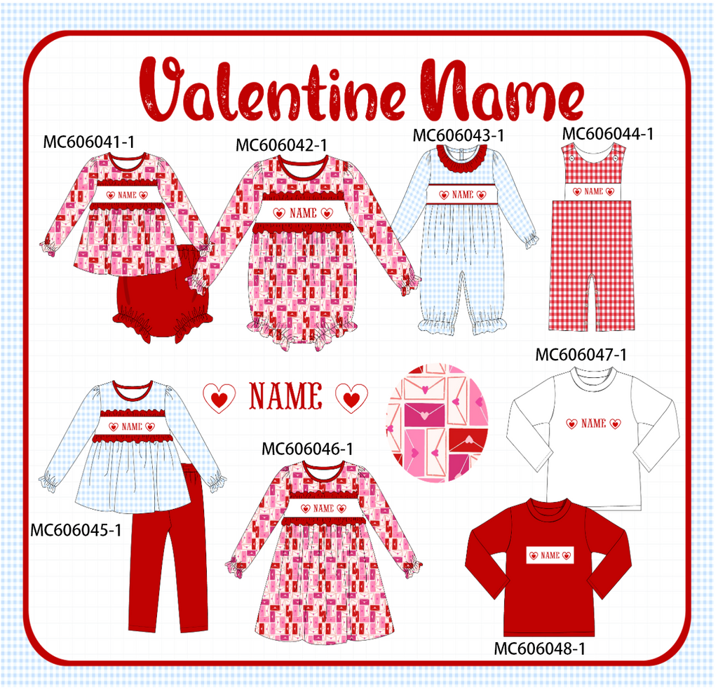 PO95 Red&blue heart monogram embroidery collection - ETA early December to LC