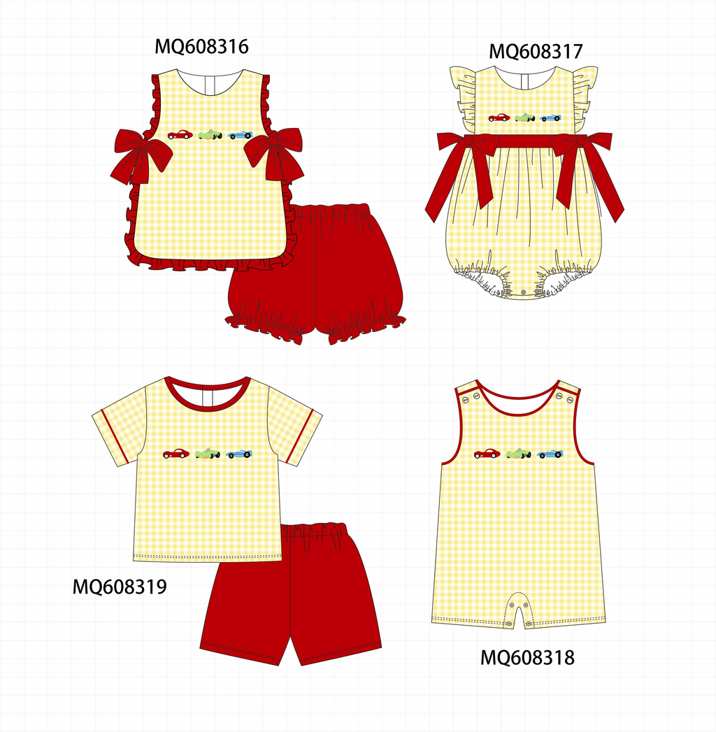ETA MARCH 2026-po103 Red&yellow gingham car embroidery collection