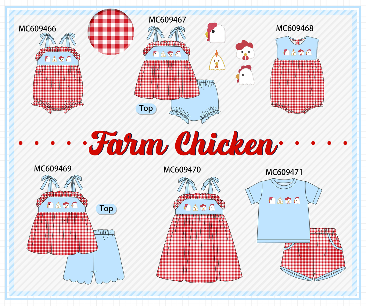 ETA MARCH 2026-po104 Red chicken embroidery gingham collection