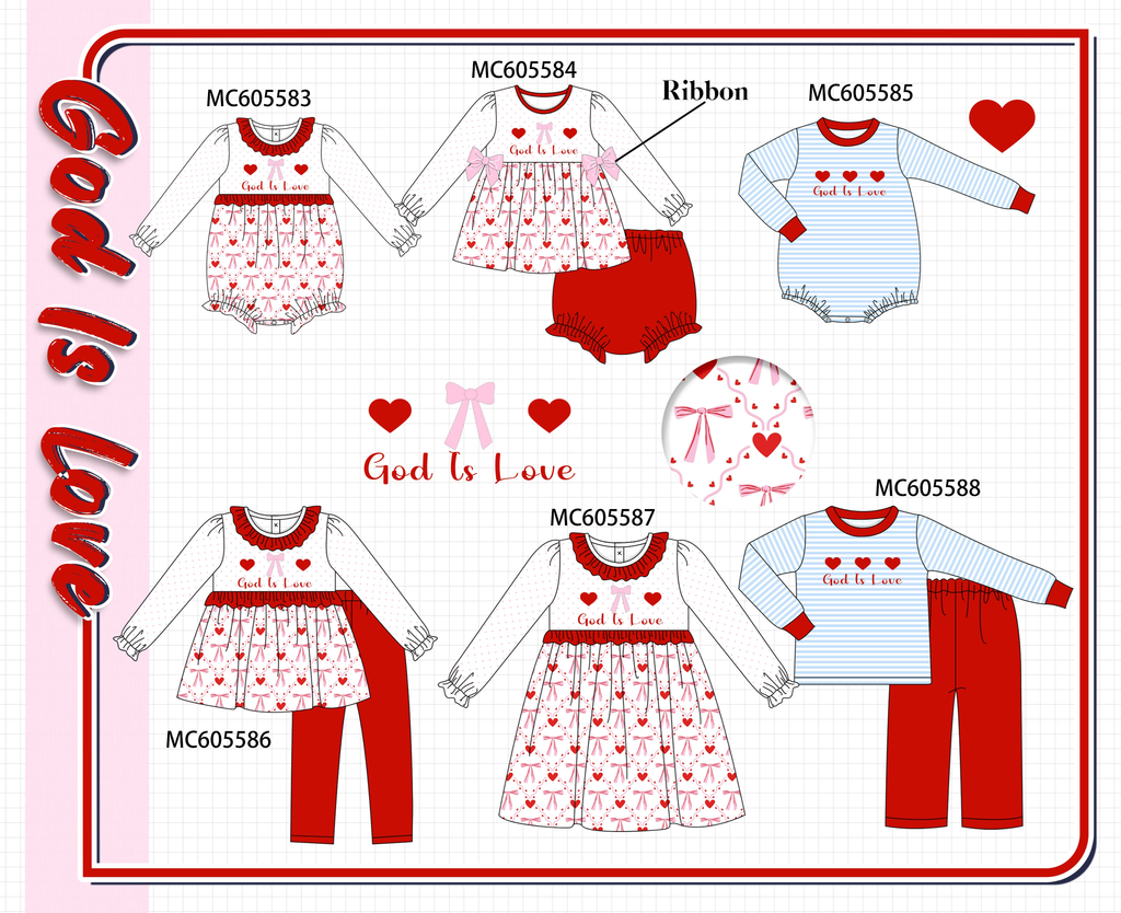 PO95 Red god is love heart embroidery ruffle collection - ETA early December to LC