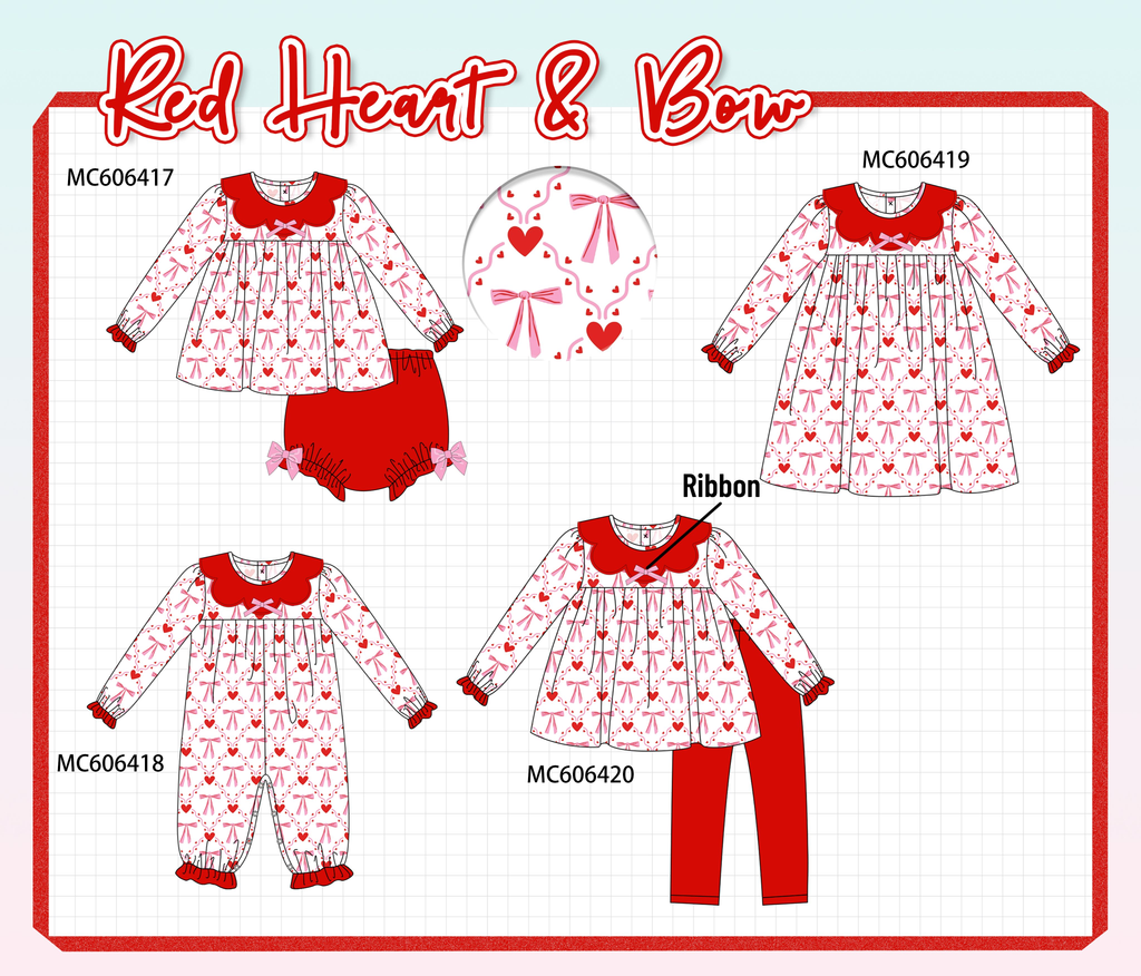 PO96 Red heart bow print collection - ETA December to LC