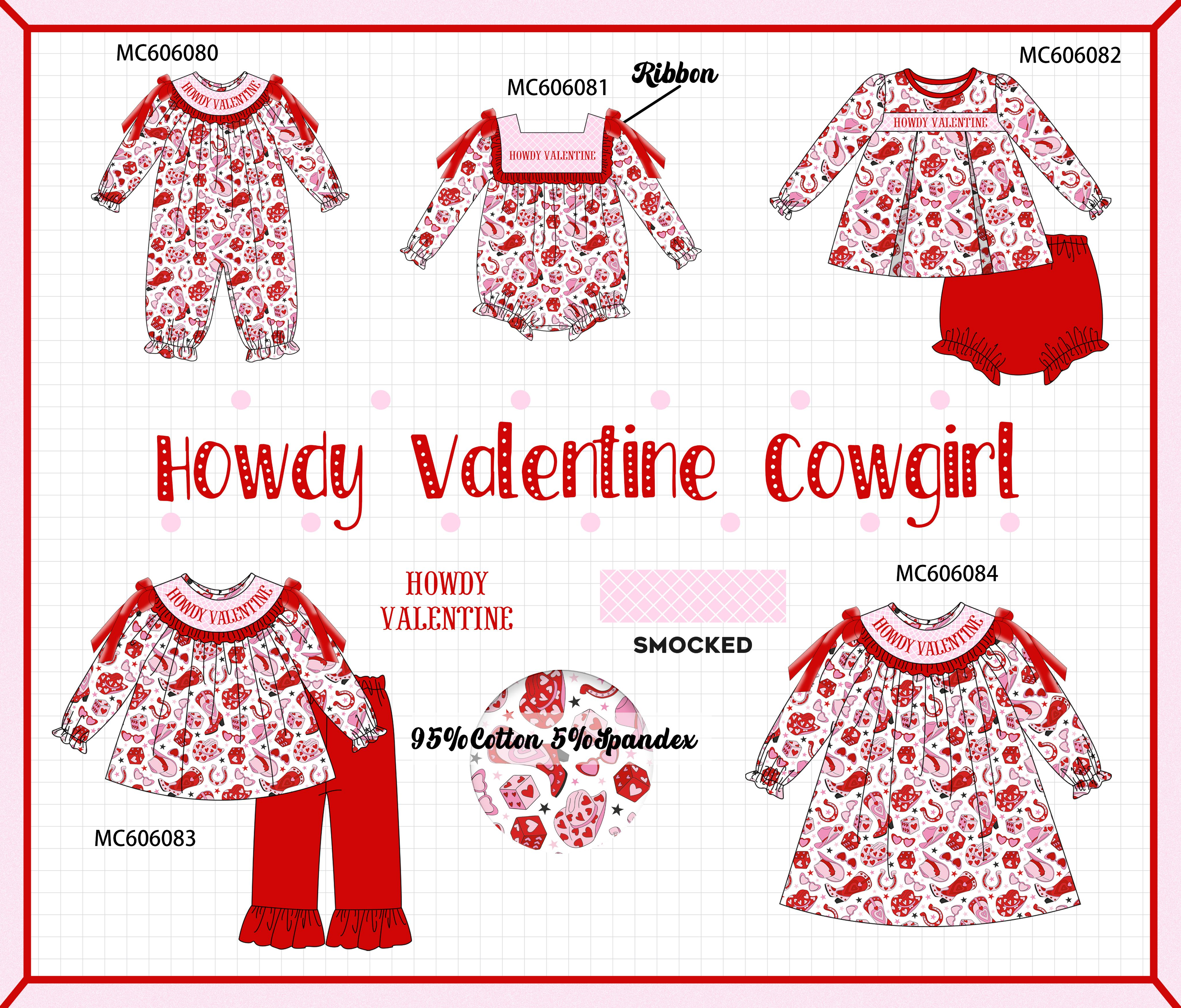 PO95 Red howdy valentine smocked collection - ETA early December to LC