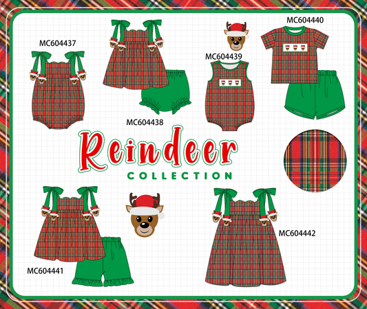 PO88 Red plaid christmas reindeer embroidery collection (ETA September to LC)