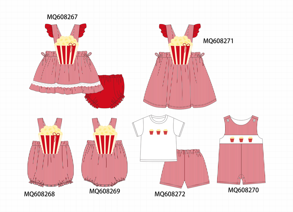 ETA MARCH 2026-po103 Red popcorn applique stripe collection