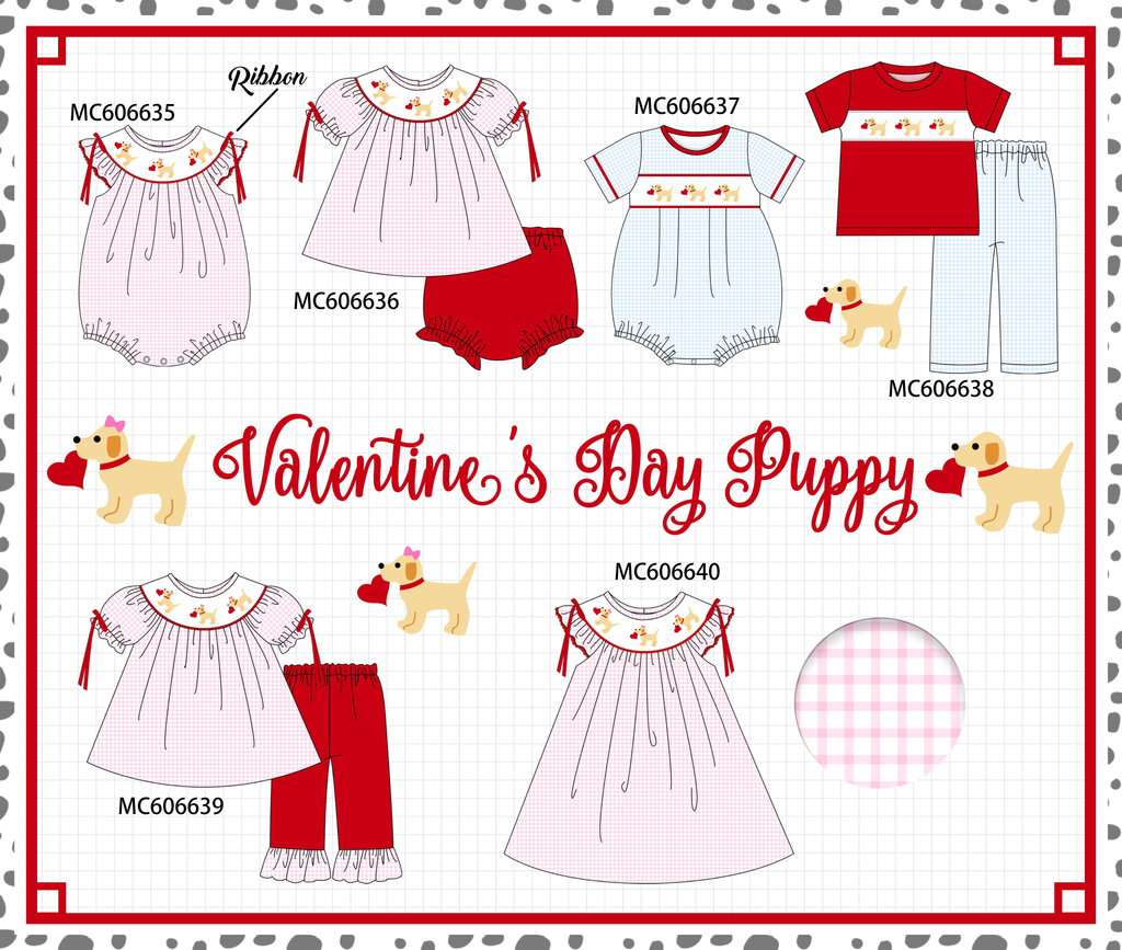 PO96 Red puppy heart embroidery collection - ETA December to LC