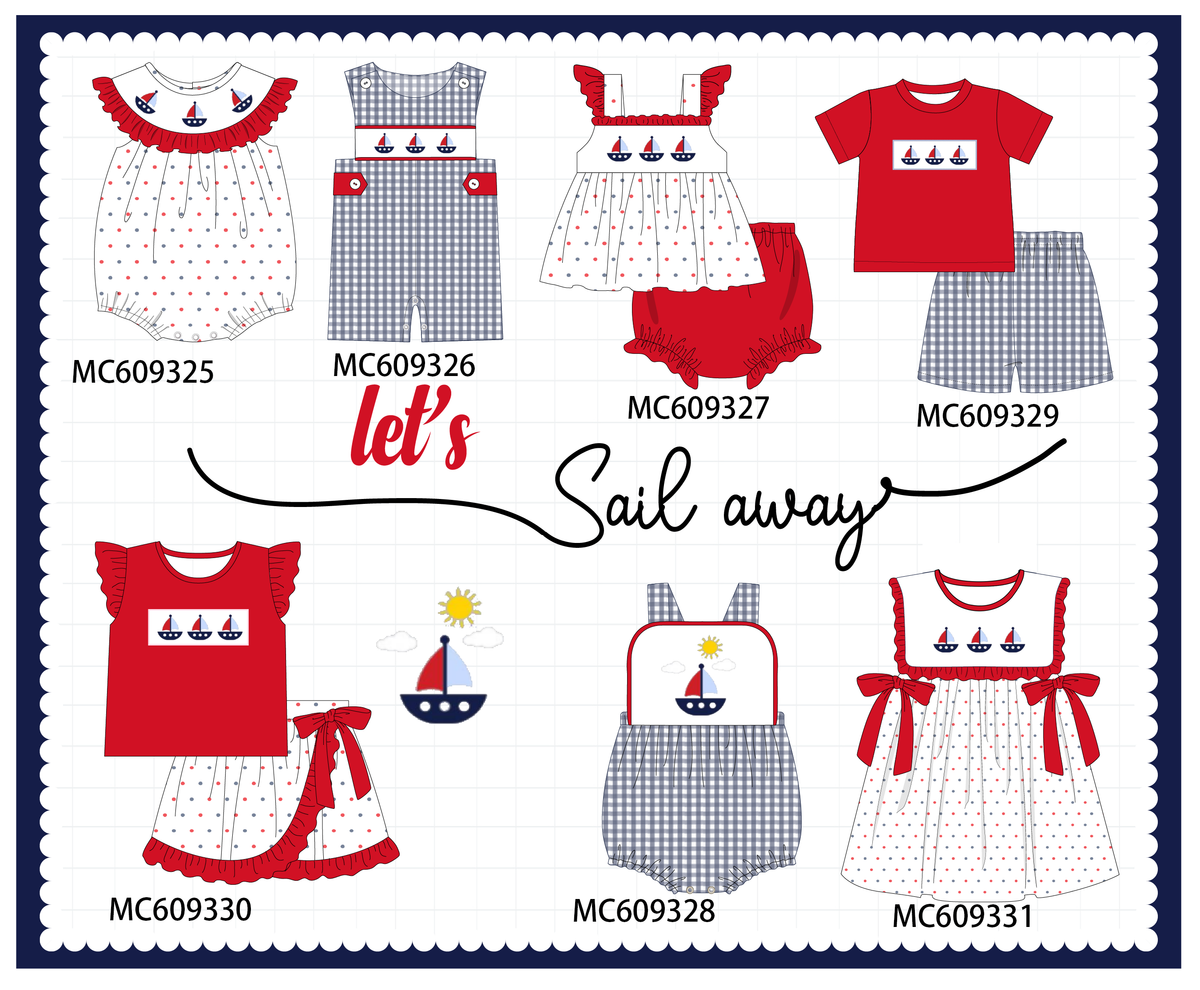 ETA MARCH 2026-po104 Red sailboat embroidery ruffle collection