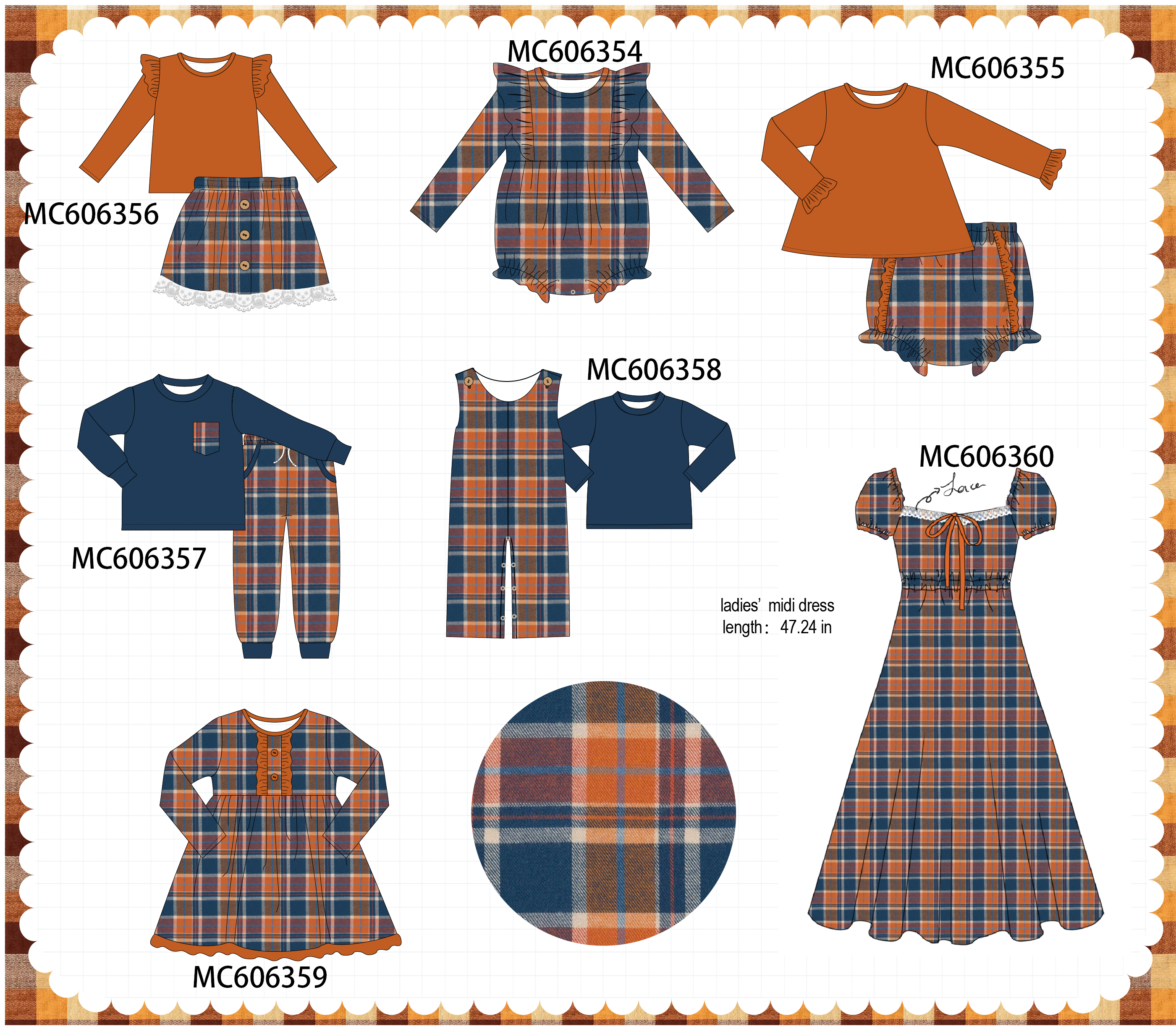 PO95 Rust&navy plaid collection - ETA early December to LC